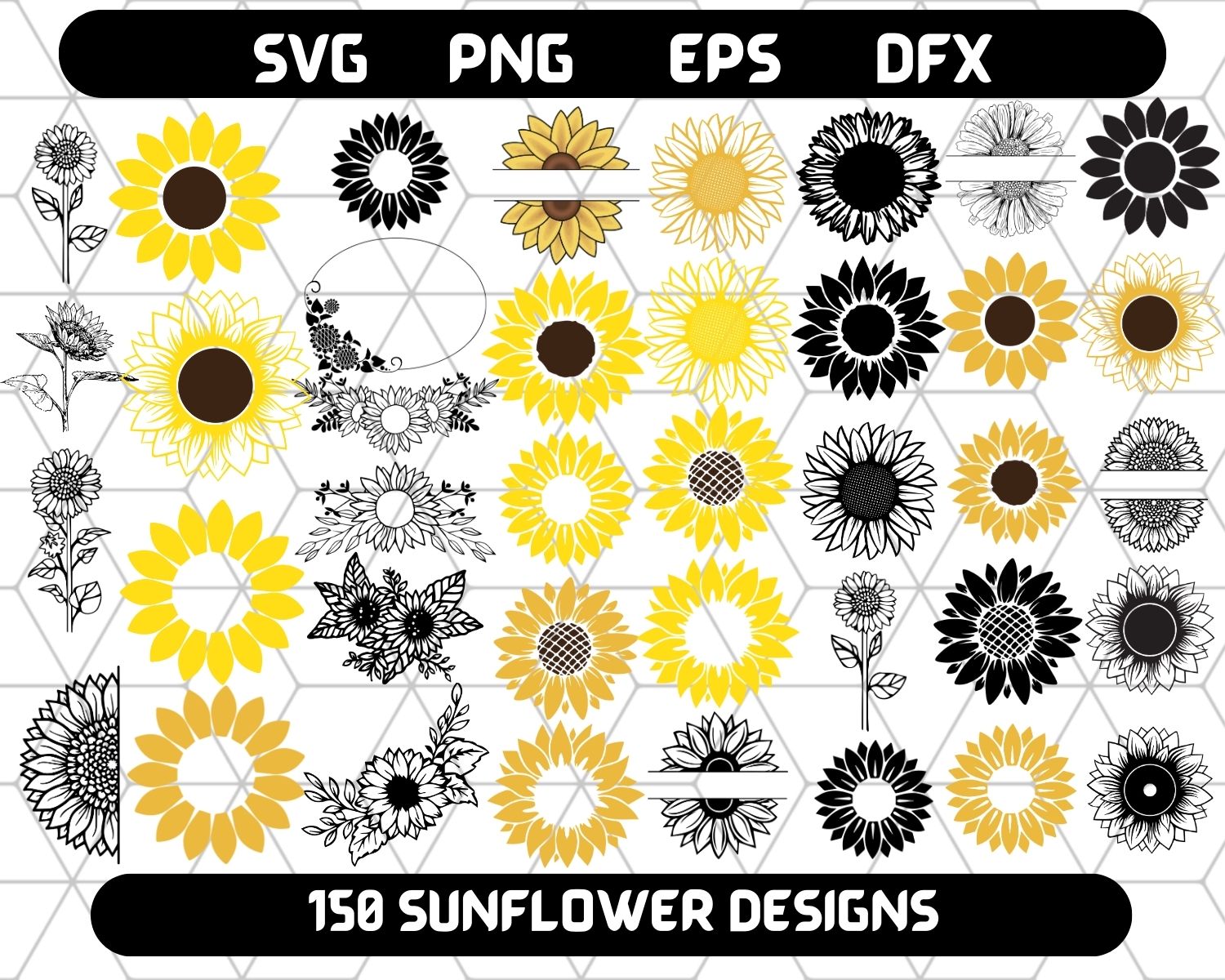 Sunflower SVG - Sunflower SVG Bundle - Cricut, Half, Silhouette 