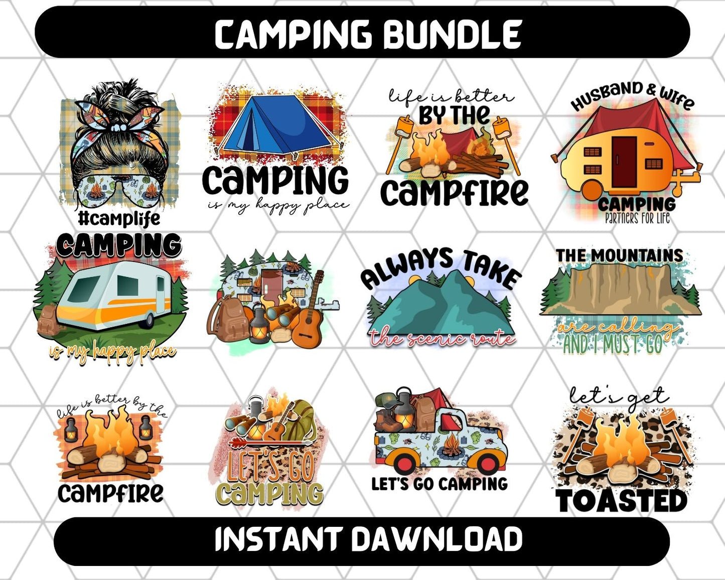 Camping Sublimation Designs - Sublimation Bundle 