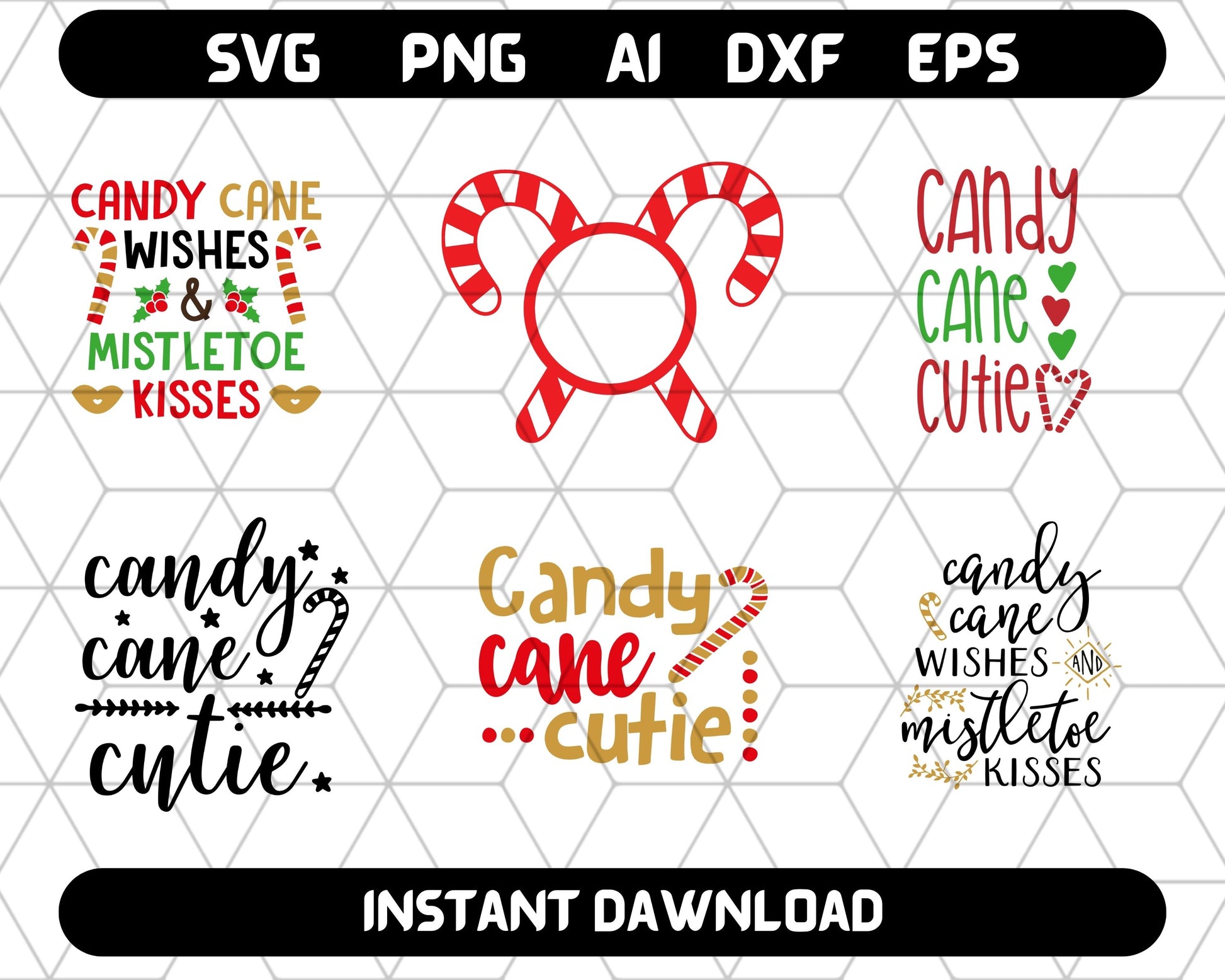 Candy Cane SVG Bundle - Candy Cane Clipart SVG - Christmas SVG Clipart 