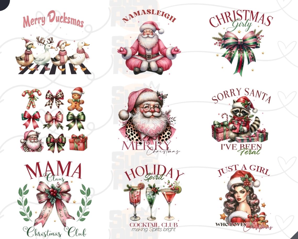 Christmas Bundle Png, Merry Christmas Png, Christmas Coquette Bow, Western PNG, Santa Claus PNG, Bundle Png, Sublimation Designs