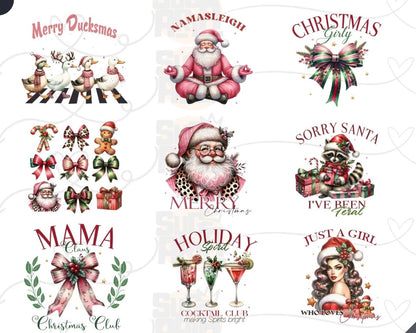 Christmas Bundle Png, Merry Christmas Png, Christmas Coquette Bow, Western PNG, Santa Claus PNG, Bundle Png, Sublimation Designs