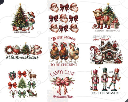 Christmas Bundle Png, Merry Christmas Png, Christmas Coquette Bow, Western PNG, Santa Claus PNG, Bundle Png, Sublimation Designs