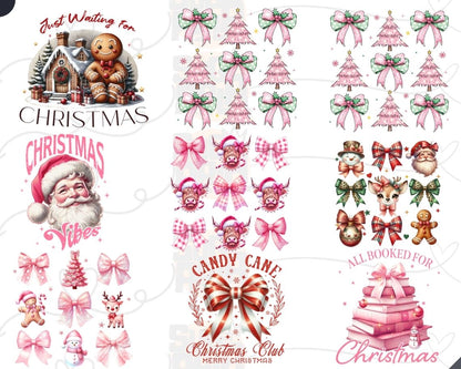 Christmas Bundle Png, Merry Christmas Png, Christmas Coquette Bow, Western PNG, Santa Claus PNG, Bundle Png, Sublimation Designs