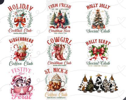 Christmas Bundle Png, Merry Christmas Png, Christmas Coquette Bow, Western PNG, Santa Claus PNG, Bundle Png, Sublimation Designs