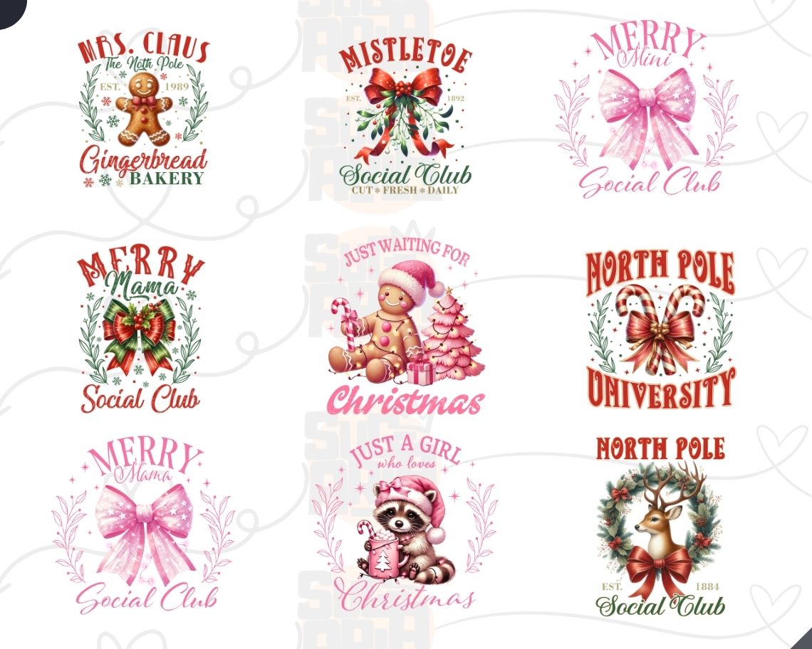 Christmas Bundle Png, Merry Christmas Png, Christmas Coquette Bow, Western PNG, Santa Claus PNG, Bundle Png, Sublimation Designs