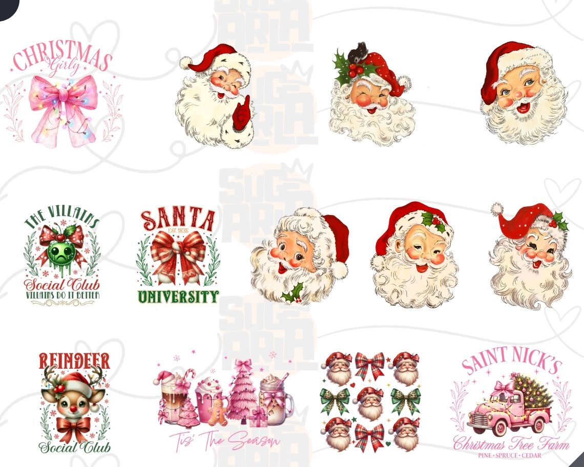 Christmas Bundle Png, Merry Christmas Png, Christmas Coquette Bow, Western PNG, Santa Claus PNG, Bundle Png, Sublimation Designs