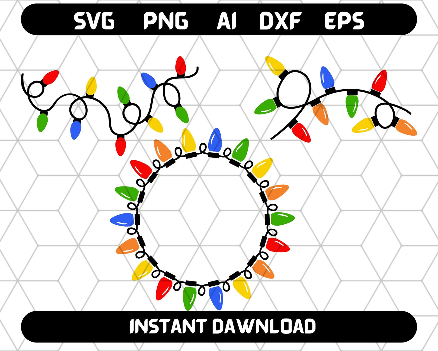 Christmas lights SVG Bundle | Files for Cricut, Silhouette | Christmas lights string | Digital Download 