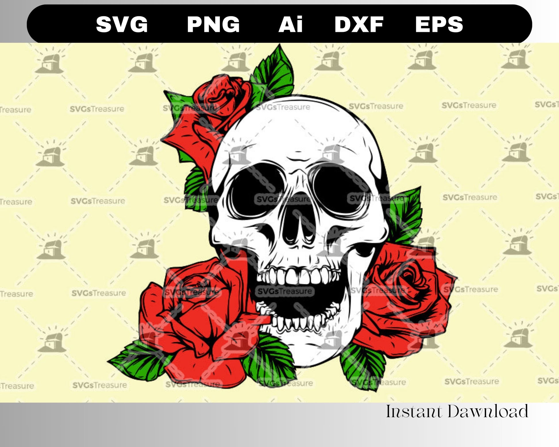 Floral Skull Svg