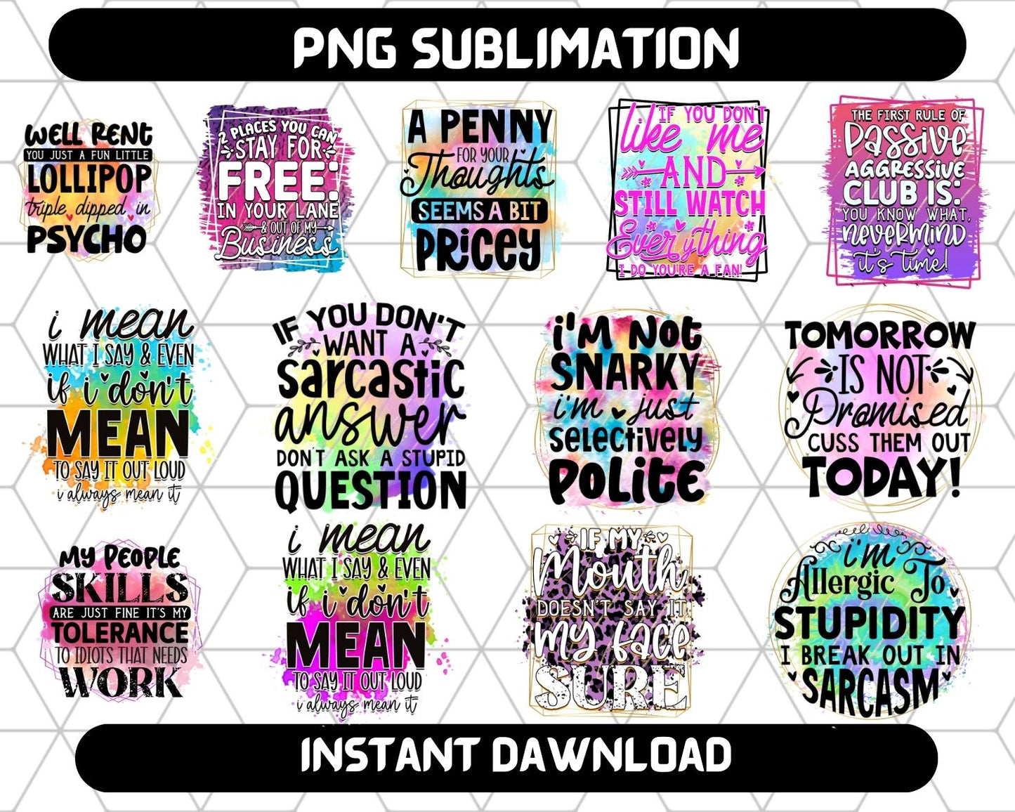 Funny Quotes Sublimation Bundle PNG 