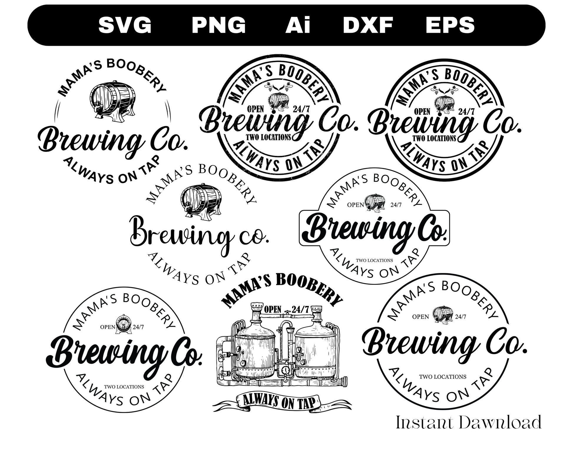 Mama's Boobery Always on Tap Svg, Brewing Co svg, Baby Shower Svg, Mamas Boobery Trade Mark svg, Svg file for Cricut 