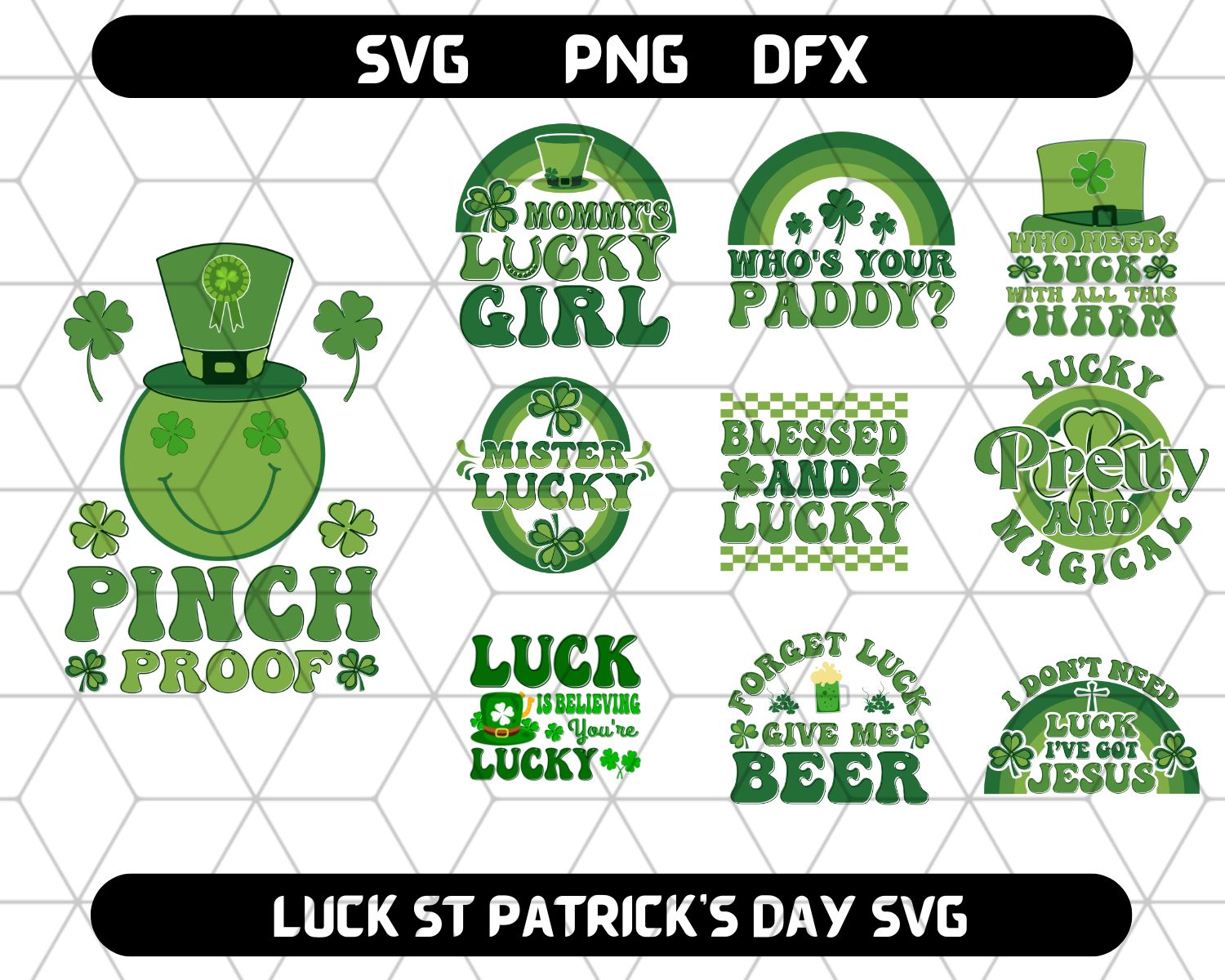 St Patricks Day Svg - Shamrock Svg - Happy Go Lucky Svg 