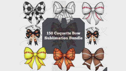 Coquette Bow Sports PNG Bundle | Game Day Football, Volleyball, Baseball, Softball, Soccer ball, Christmas Designs | School Team Sports