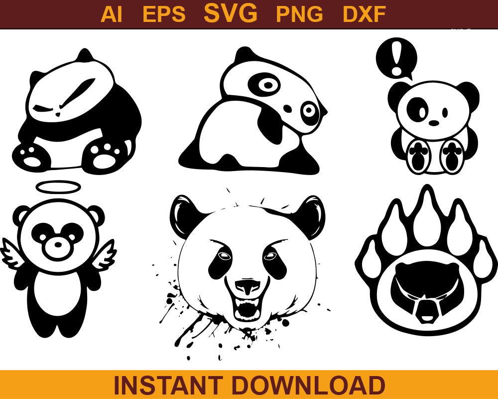 Cute Panda SVG Bundle - Panda cut file 