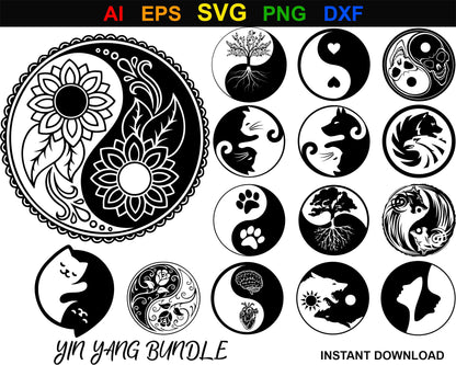 Yin and Yang SVG Files Bundle|Yin-Yang Cut Files|Yin and Yang Vector Files | Yin and Yang Silhouette | Yin and Yang Clip Art | CnC Files 